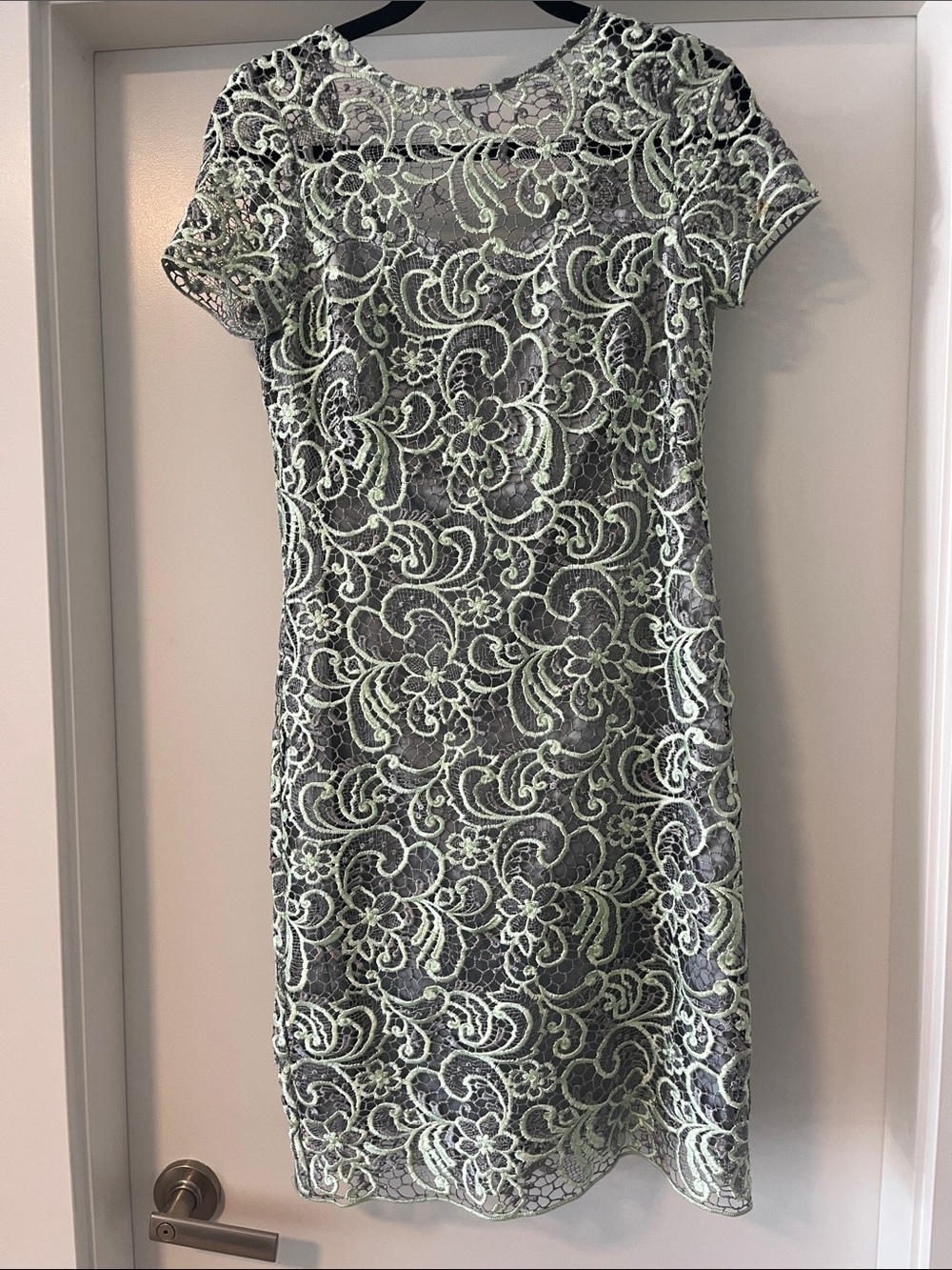 Elegant Mint Lace Overlay Dress for Women